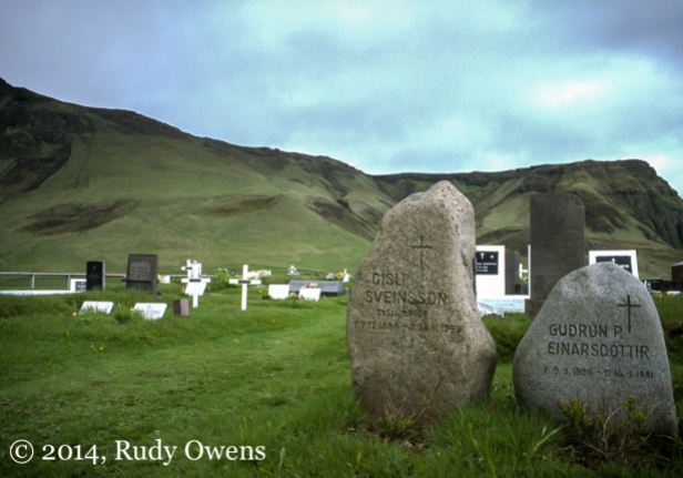You can see how Icelanders' naming traditions are expressed on these headstones (son of and daughter of). I snapped this in June 1998 during my first trip to Iceland.