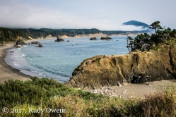 Port Orford offers a lovely cover for surfing, but not during my visit in August 2017.