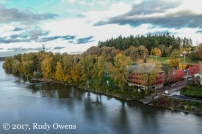The Willamette River flows by Sellwood Riverfront Park.